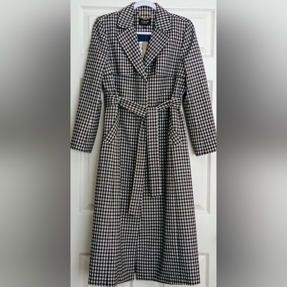 J. Crew Jackets & Blazers - NWT S J.CREW COLLECTION Black Harriet Trench Coat in English Gingham